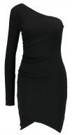 MISSGUIDED Missguided ONE SHOULDER RUCHED BODYCON Vestito di maglina black