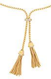 FRONT ROW Front Row Gold Colour Double Tassel Slider Chain Necklace of Length 71 cm