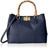CONTESSA DAL POZZO Contessa dal pozzo Ginevra Bambu, Borsa a Mano Donna, Blu, 35x25x15 cm (W x H x L)