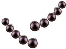 BELLA PEARLS Bella Pearls Donna 925 argento Rotonda Bottone perla cinesa da coltivazione nero Perla