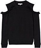 FIND FIND Cold Shoulder Ruffle Felpa Donna, Nero (Black), 48 (Taglia Produttore: X-Large)