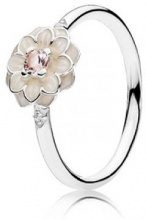 PANDORA Donne-anello Pandora Blooming Dahlia 925 cristallo d'argento dello smalto - rosa Zirconia 190985NBP, argento, 52 (16.6), colore: beige/pink/silber, cod. 190985NBP-52