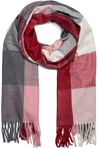 unisex 01017099 foulard styleBREAKER Sciarpa spessa con motivo a quadri e a righe e frange sciarpa invernale stola