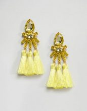 ASOS ASOS - Orecchini a goccia con gioiello e tripla nappa - Giallo