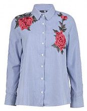 BOOHOO Rose boutique camicia a righe con applique floreali