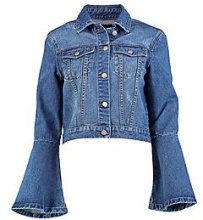 BOOHOO Flo giubbotto di jeans tagliato a vestibilità slim con maniche a flauto