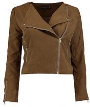 BOOHOO Petite Lily Embroidered Suedette Biker Jacket
