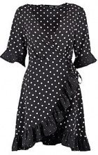 BOOHOO Viola abito da giorno davanti a portafoglio a pois mista
