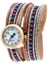 LESARA Orologio da polso a bracciale con pietre di vetro