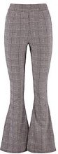BOOHOO Petite Florrie Check Kick Flare Trousers