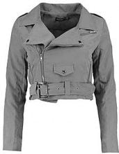 BOOHOO Petite scarlett giacca in stile motociclista in camoscio sintetico con cintura