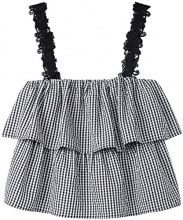 FIND FIND Top con Pizzo Donna , Nero (Black/white Check), 42 (Taglia Produttore: Small)