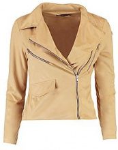 BOOHOO Petite Sasha Suedette Zip Detail Biker Jacket