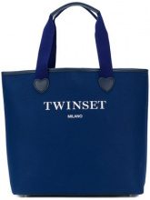 TWIN-SET Twin-Set - Borsa Tote con logo stampato - women - Polyurethane/Cotone/Polyester - OS - BLUE
