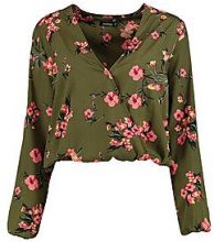 BOOHOO Tegan blusa a portafoglio con stampa orientale