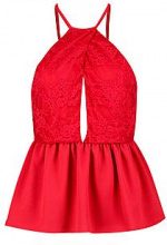 BOOHOO Phoebe Cut Out Wrap Lace Peplum