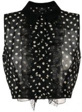 ELISABETTA FRANCHI Elisabetta Franchi - Top crop con motivo a pois - women - Polyester/Viscose/Polyamide/Cotone - 44 - Nero