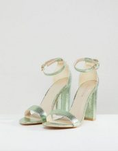 GLAMOROUS Sandali effetto nudo verde metallico con tacco largo
