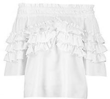 BOOHOO Elisa Woven Micro Ruffle Off The Shoulder Top
