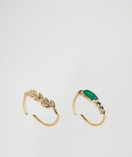 ORELIA Orelia - Raffinato set di anelli con piuma e pietra - Oro