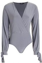 BOOHOO Freya Body in tinta unita con maniche con spacco