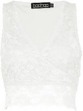 BOOHOO Bella top corto di pizzo a portafoglio