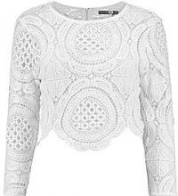 BOOHOO Holly top corto in pizzo lavorato a uncinetto con cerniera sul retro