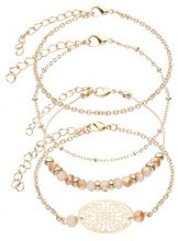 LESARA Set di 4 bracciali con ciondolo a mandala