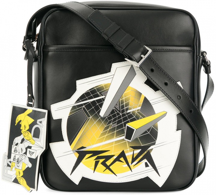 Pelle Applicazione A Men Spalla Ricamata Borsa Con Di Prada 54q3ARjL