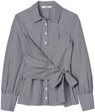 FIND FIND Camicia a Righe con Fiocco Donna , Blu (Blue Stripe), 50 (Taglia Produttore: XX-Large)