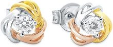 Amor Orecchini A Bottone In Argento 925 Con Cristalli Preciosa - Nodo Tricolore, 10mm, Rodiati, In Confezione Regalo (Modello 9202409) - 4