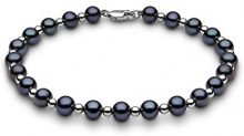 KIMURA PEARLS Kimura Pearls Donna 9 carati oro bianco Rotonda Semisferica perla cinesa da coltivazione nero Perla FINENECKLACEBRACELETANKLET