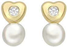 CARISSIMA GOLD Carissima Gold - Orecchini con Perla da Donna in Oro Giallo 9K, a Forma di Cuore