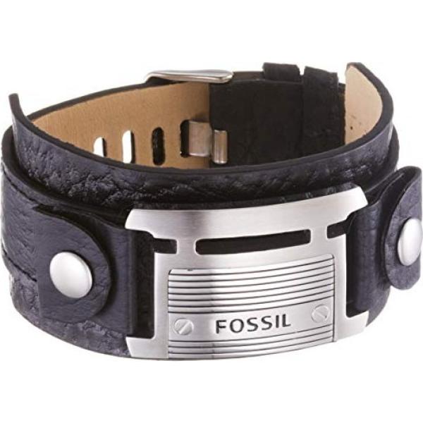 Bracelet homme noir cuir Fossil | Bantoa