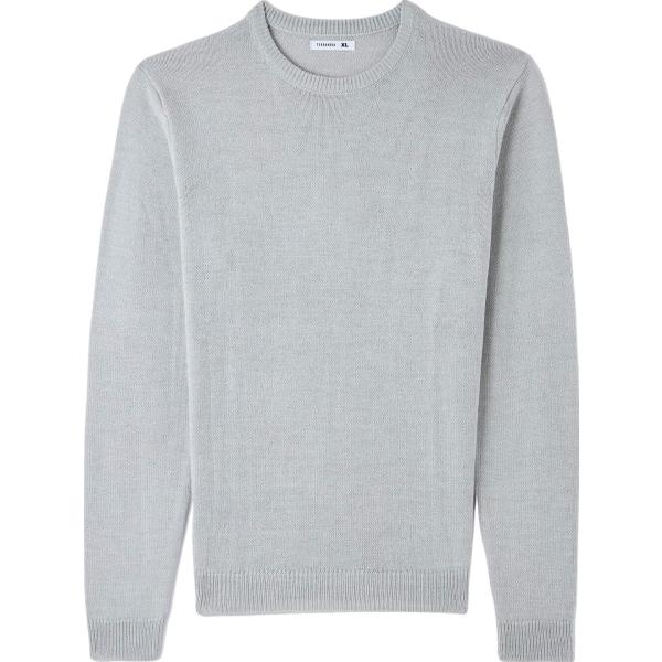 Maglione da uomo in grigio chiaro girocollo a maniche lunghe Terranova |  Bantoa