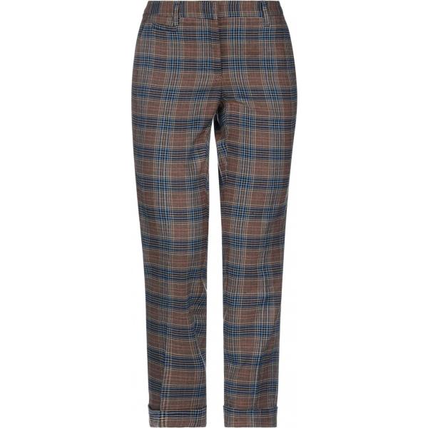Pantaloni da donna in marrone scozzese a vita media con zip in cotone  Brag-Wette | Bantoa