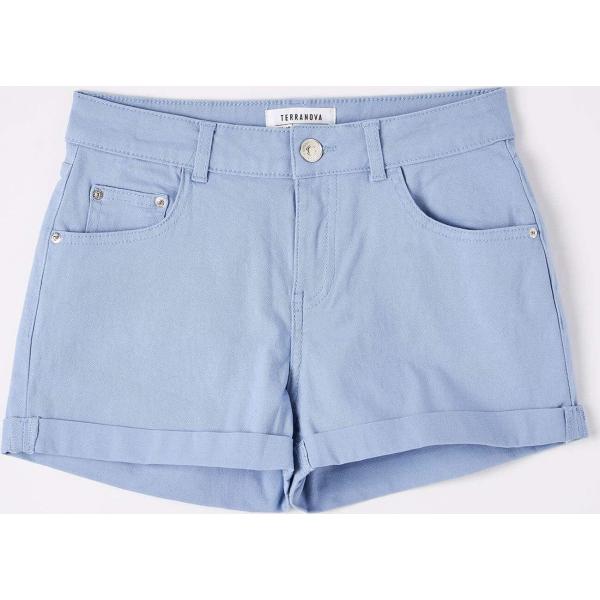Pantaloni corti da donna in azzurro corto in cotone Terranova | Bantoa