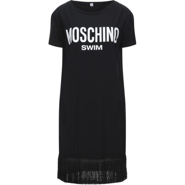 Vestito corto da donna in nero con frange girocollo corto a maniche corte  in poliestere Moschino | Bantoa