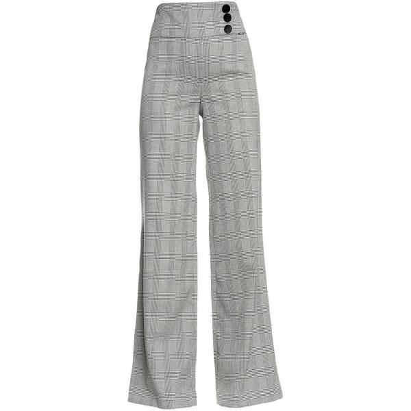 Pantaloni a palazzo da donna in nero principe di galles a vita alta con  bottoni in viscosa Fracomina | Bantoa