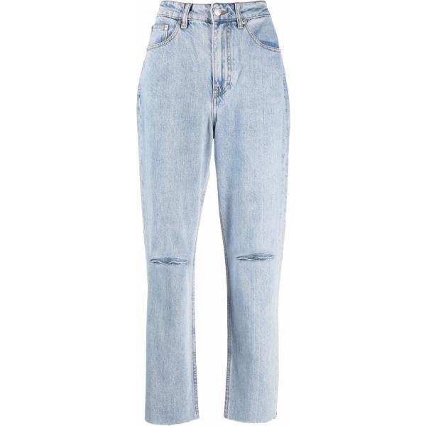 Jeans strappati da donna in nero effetto strappato con bottoni in denim 12  Storeez | Bantoa