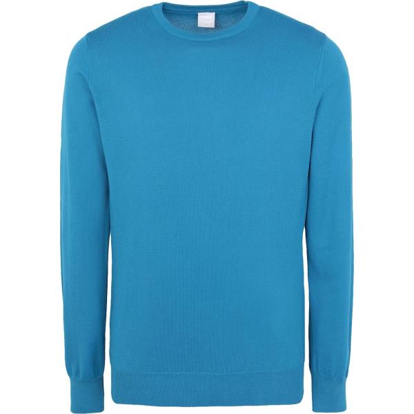 Pullover da uomo in turchese lavorato a maglia girocollo a maniche lunghe  in cotone 8 By Yoox | Bantoa