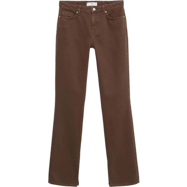 Jeans strappati da donna in marrone effetto strappato a vita alta con zip  in denim Mango | Bantoa