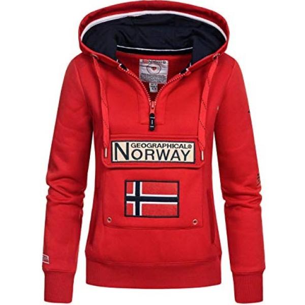 Sudadera con capucha mujer rojo cuello capucha de manga larga con cremallera poliéster Geographical Norway | Bantoa