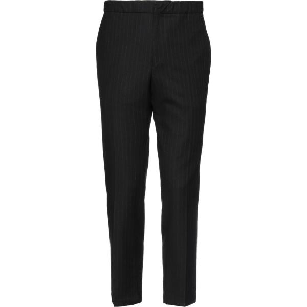 Pantaloni da uomo in nero a righe a vita alta con zip in viscosa Leqarant |  Bantoa