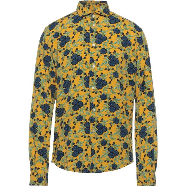 Camisa hombre amarillo mostaza de flores cuello clásico de manga larga con  botones algodón Brian Dales | Bantoa