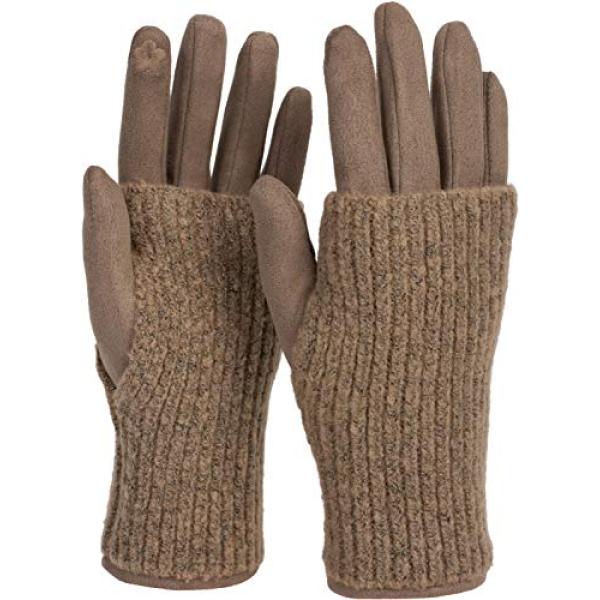 guantes con dedos invierno 09010021 styleBREAKER guantes de mujer de tela para pantallas táctiles con puños de punto amovibles 